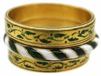 Victorian Triple Set of 18ct Gold & Enamel Rings