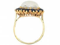 18ct Gold Large Moonstone & Sapphire Ring