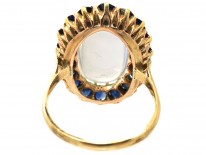 18ct Gold Large Moonstone & Sapphire Ring