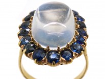 18ct Gold Large Moonstone & Sapphire Ring