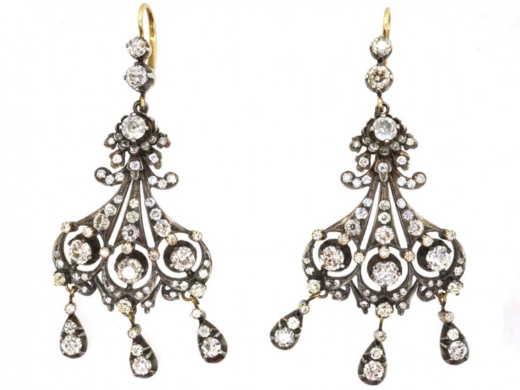 Large Triple Drop Diamond Earrings