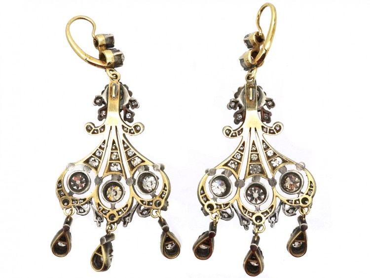 Large Triple Drop Diamond Earrings