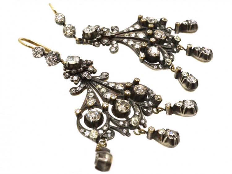 Large Triple Drop Diamond Earrings