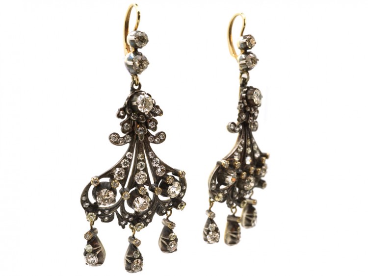 Large Triple Drop Diamond Earrings