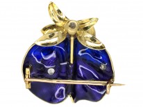 French 19th Century 18ct Gold & Enamel Sweet Pea Brooch in Original Case