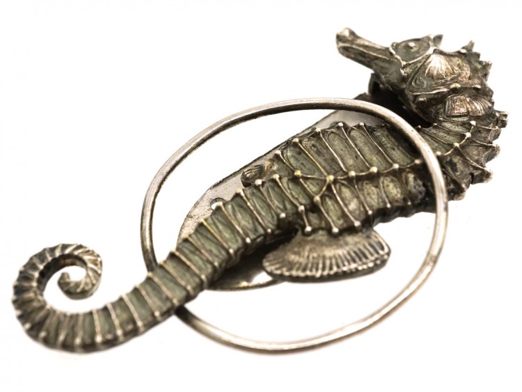 Art Deco Silver Seahorse Clip