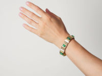 Art Deco 14ct Gold, Green Chrysoprase Bracelet