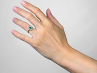 Art Deco 18ct Gold, Platinum & Emerald & Diamond Rectangular Ring