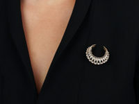Victorian 18ct Gold & Diamond Crescent Brooch