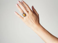 Silver Amber Fishes Ring