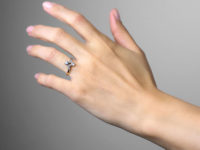 Edwardian 18ct Gold & Platinum, Two Stone Diamond Zig Zag Crossover Ring