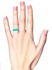 Victorian 18ct Gold, Turquoise & Rose Diamond Carved Half Hoop Ring