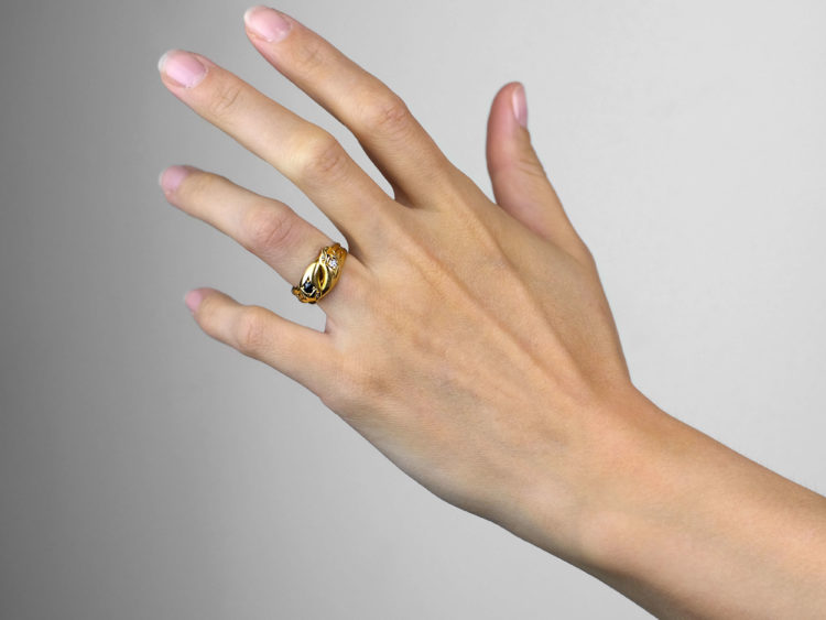 Edwardian 18ct Gold, Sapphire & Diamond Snake Ring