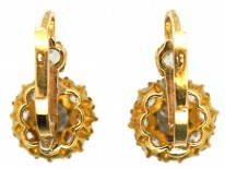 French 18ct Gold & Diamond Cluster Earrings in Original Case