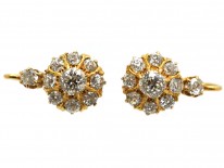 French 18ct Gold & Diamond Cluster Earrings in Original Case