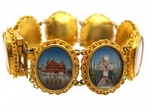 Victorian 18ct Gold Bracelet with Miniatures depicting Indian Monuments