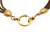 Victorian Hair & Gold Albert Chain with Heart Motif