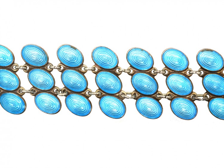 Norwegian Silver & Blue Enamel Necklace by Jan Baalerud