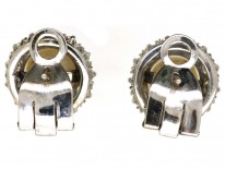 18ct White Gold Diamond & Pearl Cluster Earrings with Post & Clip Fittings