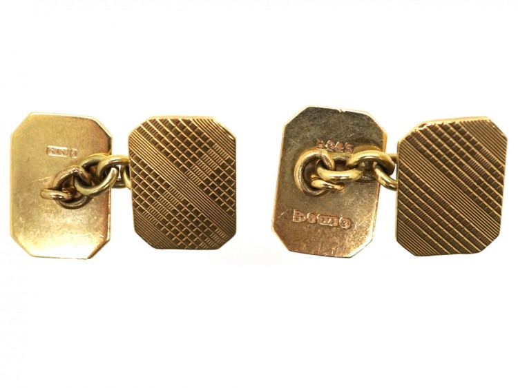 1930s 9ct Gold Tartan Pattern Cufflinks