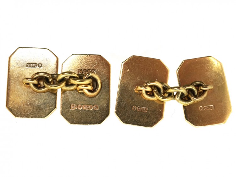 1930s 9ct Gold Tartan Pattern Cufflinks