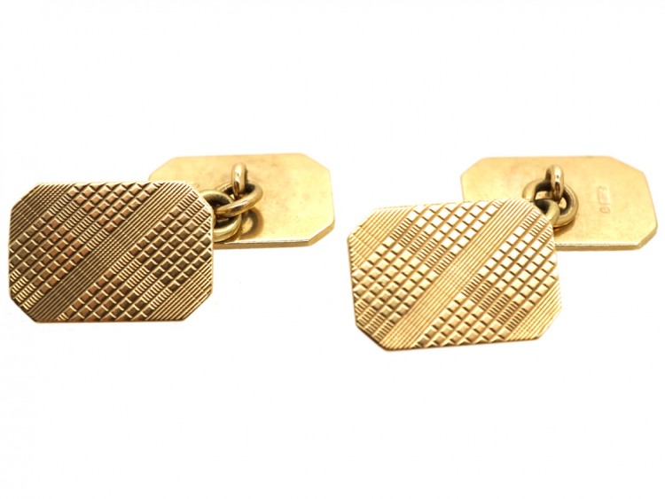 1930s 9ct Gold Tartan Pattern Cufflinks