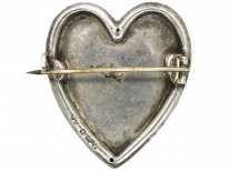 Edwardian Heart Shaped Brooch with Swallow Motif