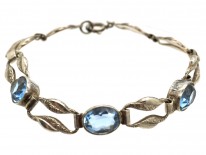 Art Deco Silver & Blue Paste Bracelet