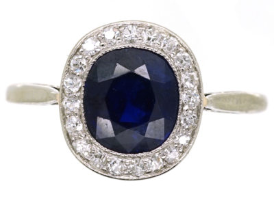 Early 20th Century Swedish Sapphire & Diamond Cluster Ring