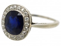 Early 20th Century Swedish Sapphire & Diamond Cluster Ring