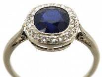 Early 20th Century Swedish Sapphire & Diamond Cluster Ring