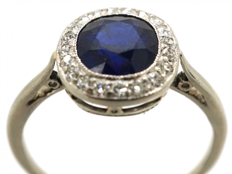 Early 20th Century Swedish Sapphire & Diamond Cluster Ring