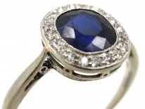 Early 20th Century Swedish Sapphire & Diamond Cluster Ring