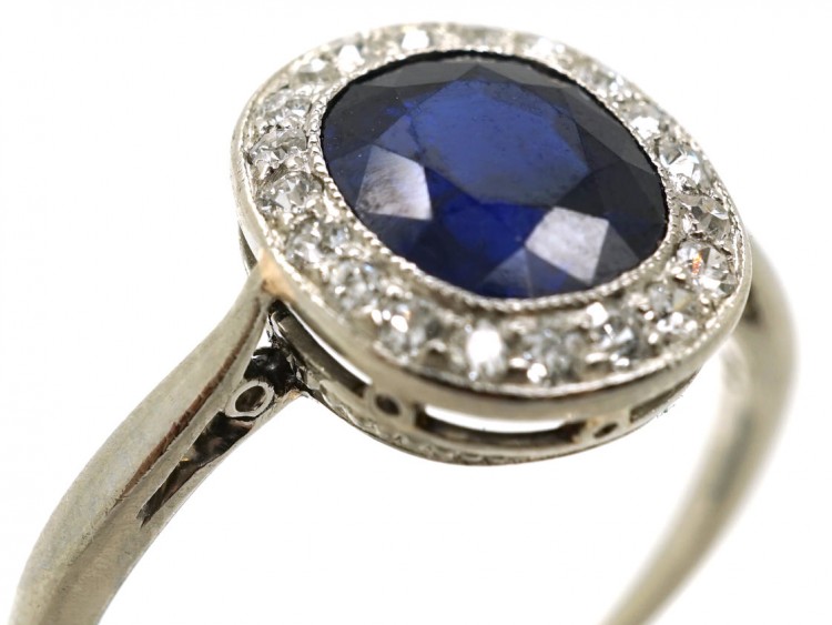 Early 20th Century Swedish Sapphire & Diamond Cluster Ring