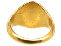 Victorian 18ct Gold & Carnelian Large Signet Ring With Hand On Heart Intaglio