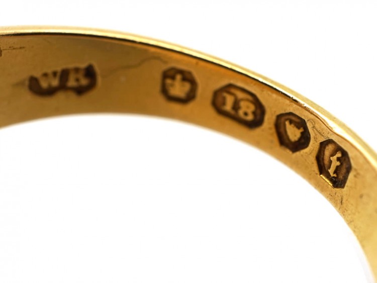 Victorian 18ct Gold & Carnelian Large Signet Ring With Hand On Heart Intaglio