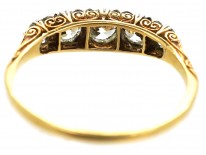 Edwardian 18ct Gold & Platinum Five Stone Diamond Carved Half Hoop Ring