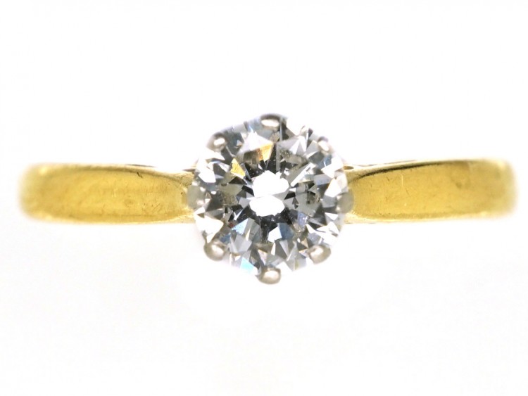 18ct Gold, Platinum, Diamond Solitaire Ring