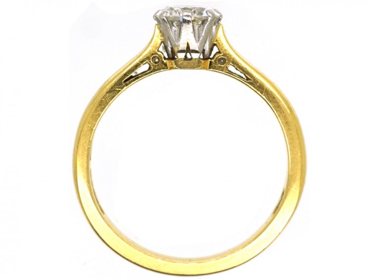 18ct Gold, Platinum, Diamond Solitaire Ring