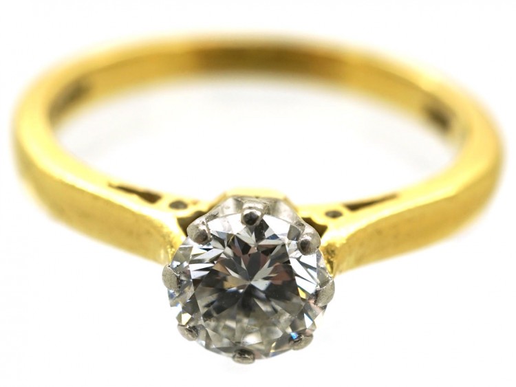 18ct Gold, Platinum, Diamond Solitaire Ring