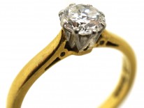 18ct Gold, Platinum, Diamond Solitaire Ring