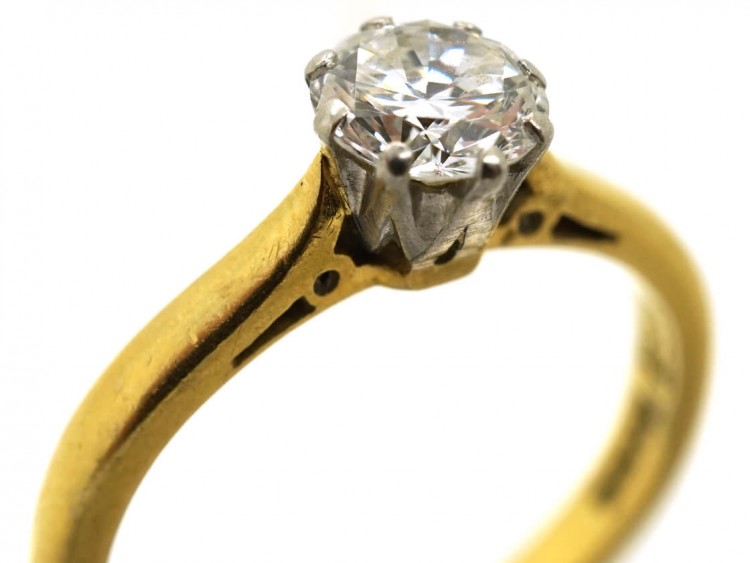 18ct Gold, Platinum, Diamond Solitaire Ring