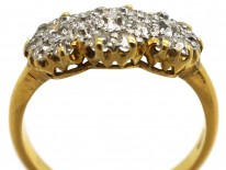 Edwardian 18ct Gold & Platinum Triple Cluster Diamond Ring