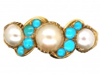 Regency 15ct Gold Turquoise & Pearl Ring