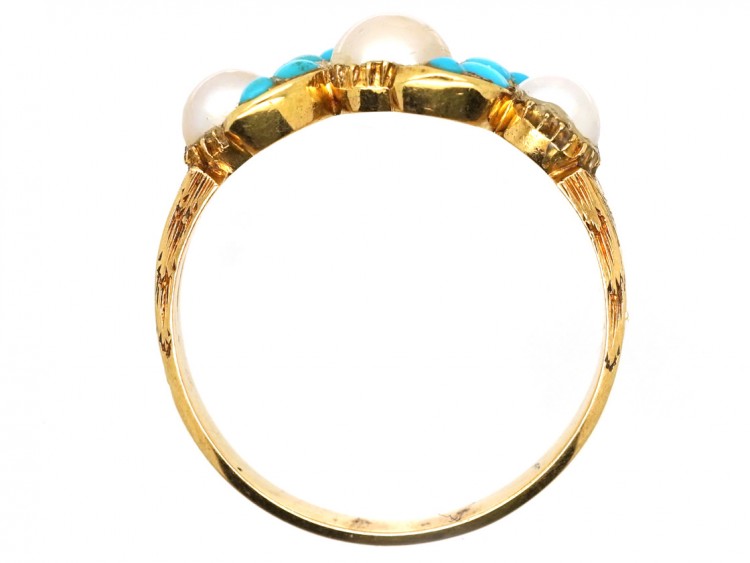 Regency 15ct Gold Turquoise & Pearl Ring