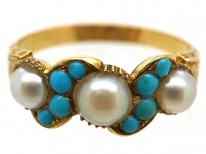 Regency 15ct Gold Turquoise & Pearl Ring