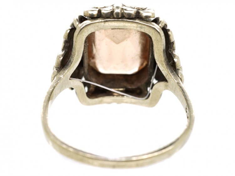 Art Deco Silver & Pink Citrine Ring