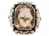 Art Deco Silver & Pink Citrine Ring