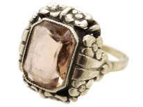 Art Deco Silver & Pink Citrine Ring