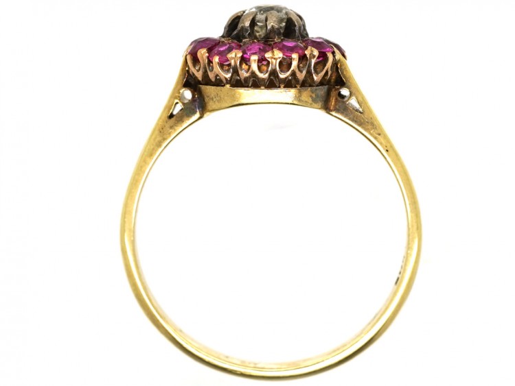Edwardian 14ct Gold, Diamond & Burma Ruby Cluster Ring